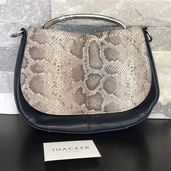 THACKER  Nola Snake Embossed Leather Bag - Picture 3 of 8